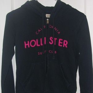 Hollister Hoodie- Navy with pink lettering